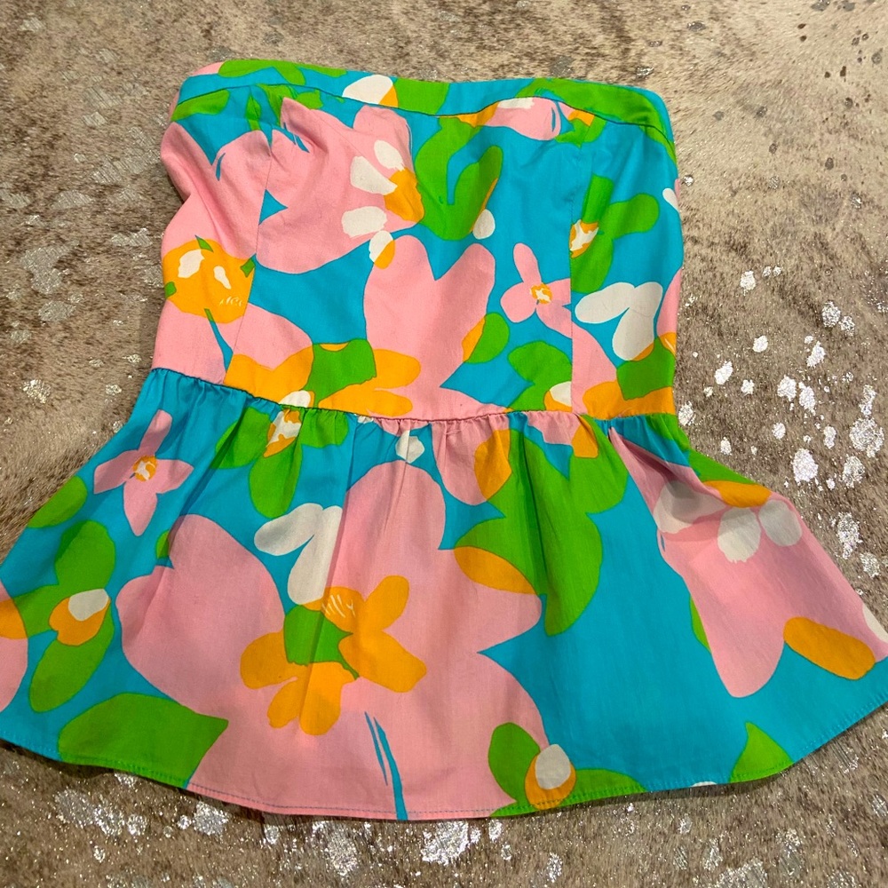 lily Pulitzer strapless top with colorful pattern